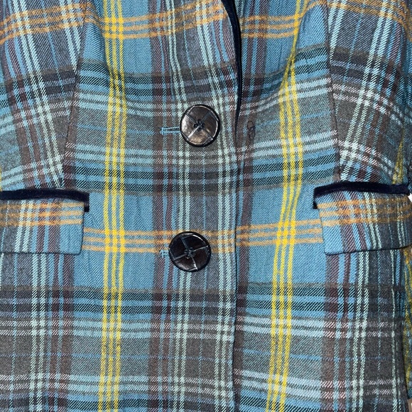 Pink Tartan Plaid Blazer Womens TEAL Top Jacket - Picture 4 of 4